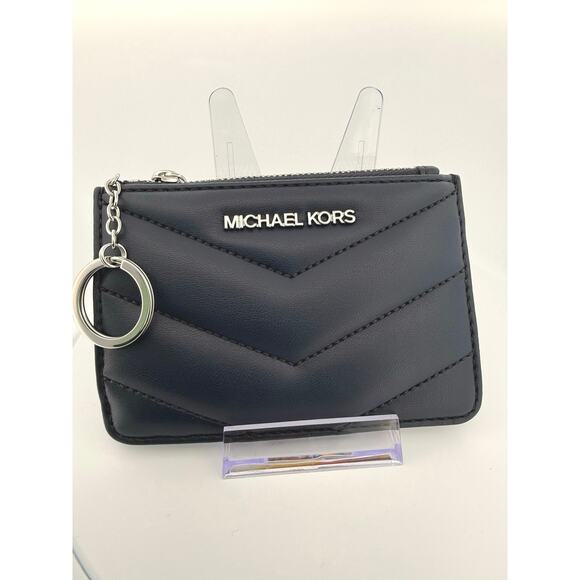Michael Kors Jet Set Travel Card Holder & Coin Pouch – Navy Leather - Picture 1 of 2